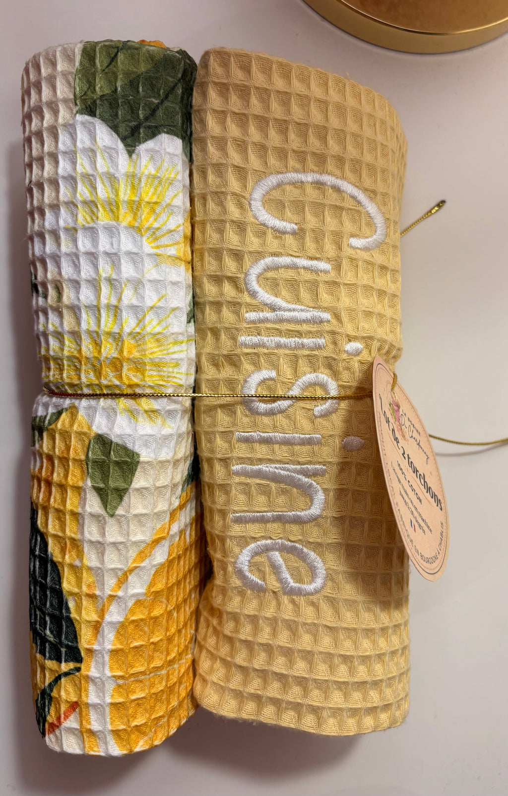 Lot de 2 torchons nid d’abeilles