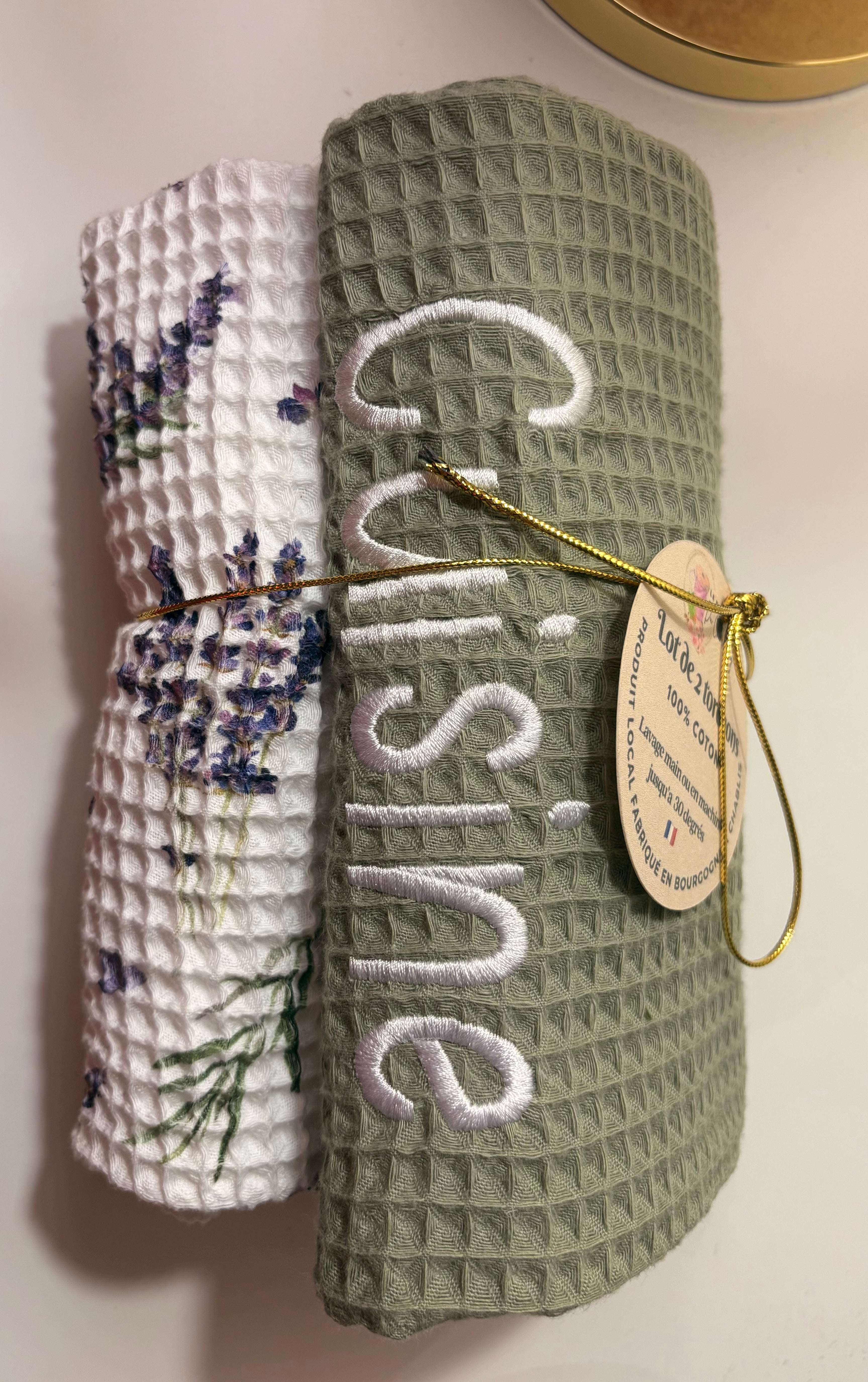 Lot de 2 torchons nid d’abeilles