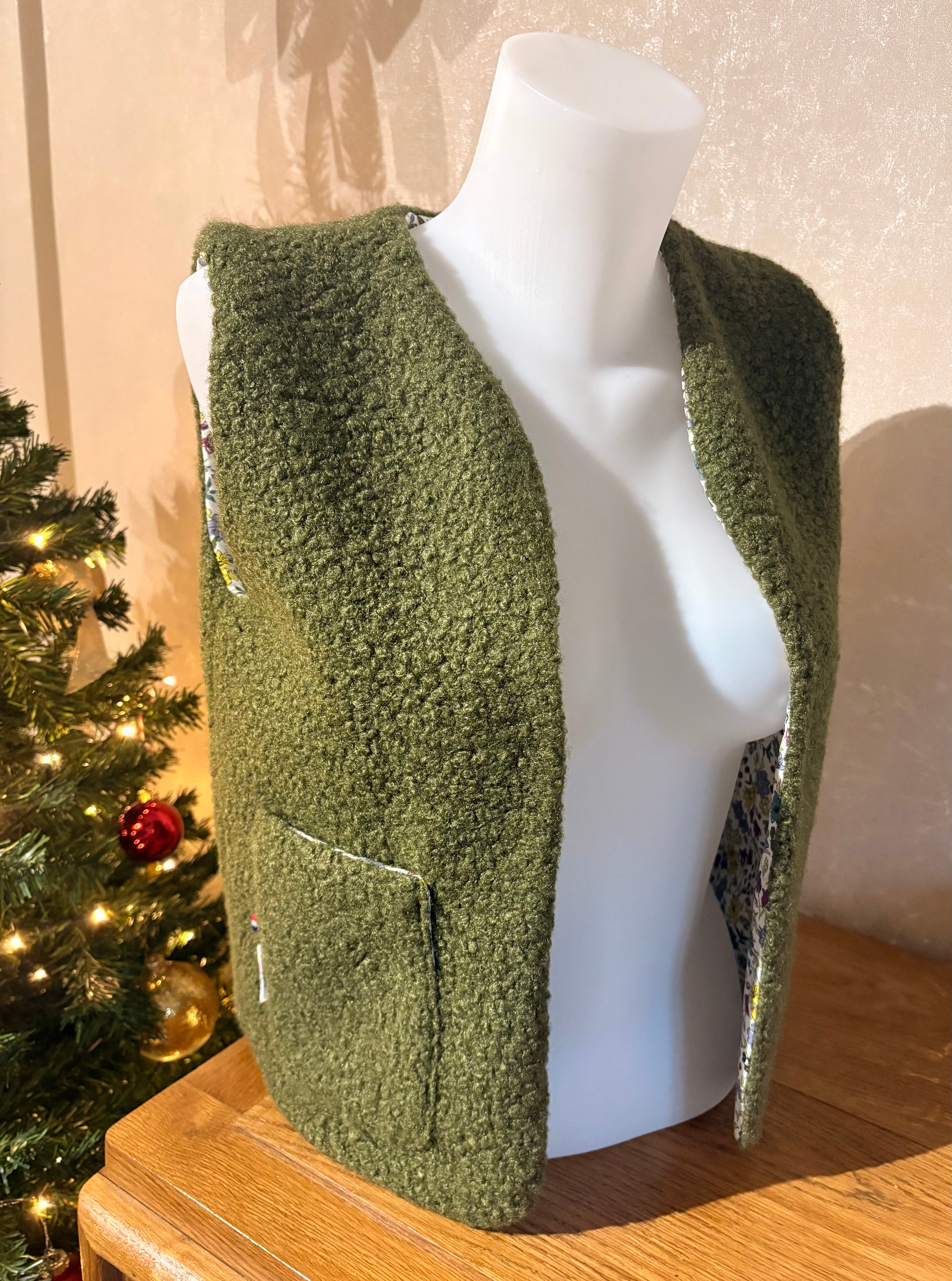 Gilet de berger réversible Kaki